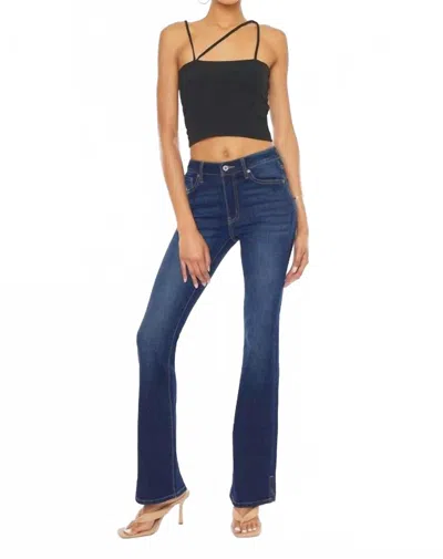 Kancan Natalie High Rise Side Slit Bootcut Jeans In Blue