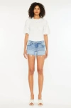 Kancan High Rise Denim Shorts In Medium Wash In Medium Wash