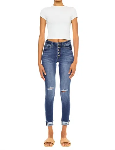 Kancan Norah High Rise Ankle Skinny Jeans In Medium Wash In Multi