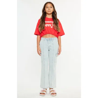 Kancan Kids'  Normani High Rise Cargo Flare Jeans In Blue