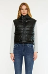 Kancan Obsidian Cropped Faux Leather Puffer Vest In Black