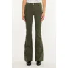 Kancan Olive High Rise Flare Jeans In Green