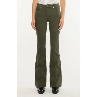 Kancan Olive High Rise Flare Jeans In Green