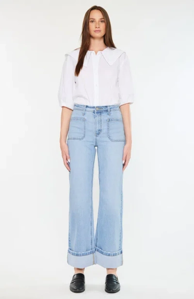 Kancan Olsen High Rise Wide Leg Jeans In Brown