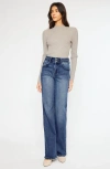 Kancan Onyx Essentials Ultra High Rise Wide Flare Jeans In Blue