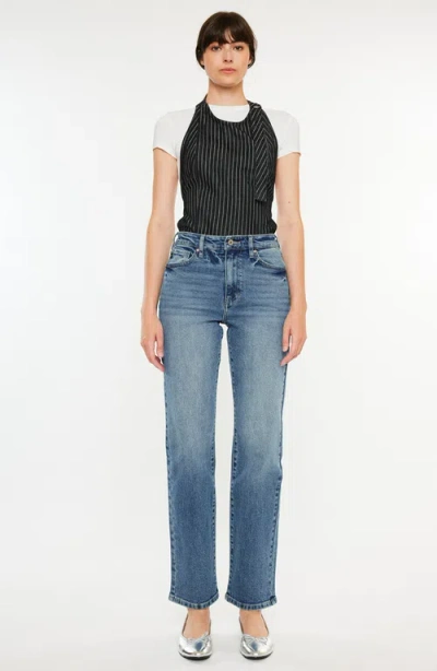 Kancan Ophelia High Rise True Straight Leg Jeans In Blue