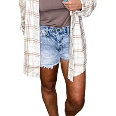 Kancan Paint Splattered Shorts In Denim In Multi