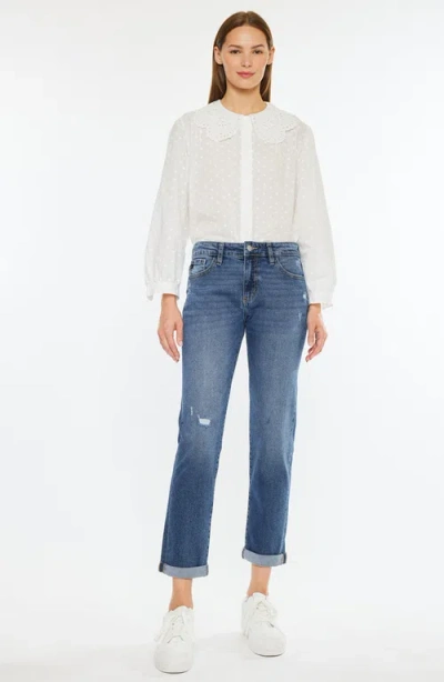 Kancan Pamela Essentials Mid Rise Slim Straight Jeans In Blue