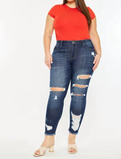 Kancan Penny Mid Rise Ankle Skinny Jeans - Plus In Deep Ocean Blue