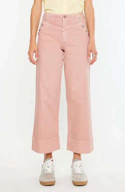 Kancan Peony High Rise Crop Wide Leg Jeans In Pink