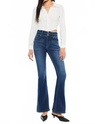 Kancan Petite High Rise Skinny Bootcut Jeans In Medium Wash In Blue