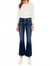 Kancan Petite Mid-rise Flare Jean In Medium Wash In Blue
