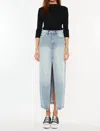 Kancan Pixie 90's Maxi Skirt In Light Wash In Blue