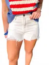 Kancan Play It Cool Distressed High Rise Shorts In White In White