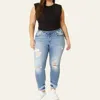 Kancan Plus - Off The Rails Skinny Jean In Medium Wash In Multi