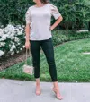 Kancan Plus Size Mid Rise Shimmer Skinny Jeans In Black