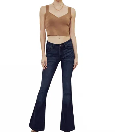 Kancan Prein Mid Rise Flare Petite Jeans In Navy Blue