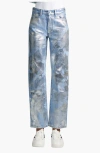 Kancan Premier Roberta Premier High Rise Straight Jeans In Light Wash Metallic