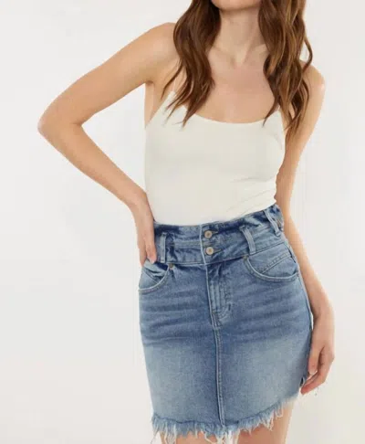 Kancan Rachel High Rise Skirt In Medium Wash In Multi