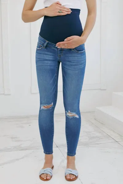 Kancan Rainie Maternity Jeans In Medium Blue