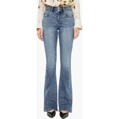 Kancan Raven High Rise Skinny Bootcut Jeans In Blue