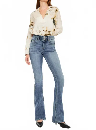 Kancan Raven High Rise Skinny Bootcut Jeans In Medium Wash In Blue