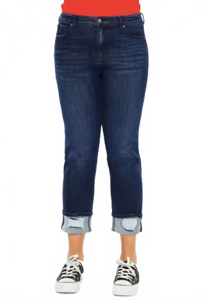 Kancan Raven Mid Rise Skinny Straight Leg Jean - Plus In Dark Wash In Blue