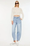 Kancan Rea Ultra High Rise Wide Tapered Fit Jeans In Blue