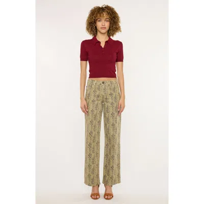 Kancan Renae Mid Rise Slim Wide Leg Jeans In Brown