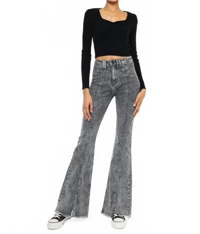 Kancan Reya High Rise Flare Jeans In Gray