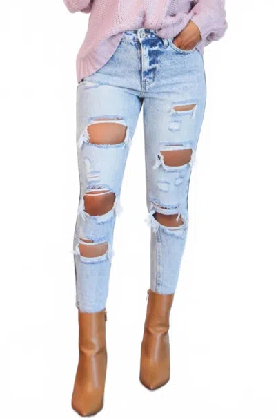 Kancan Right On Trend Jeans In Acid Wash Blue