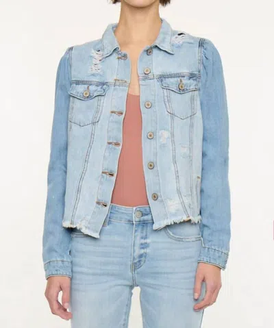 Kancan Rodeo Denim Jacket In Light Wash In Blue