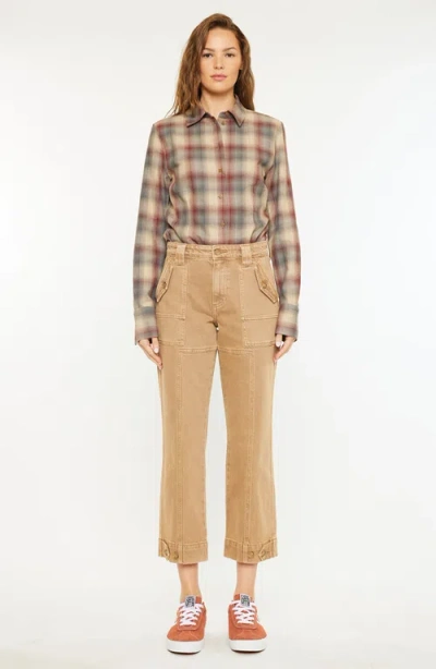 Kancan Ronnie High Rise Slim Straight Leg Cargo Jeans In Animal Print