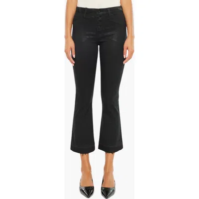 Kancan Rosé High Rise Faux Leather Kick Flare Pants In Black