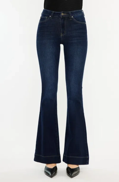 Kancan Roxanne High Rise Flare Jeans In Dark Wash