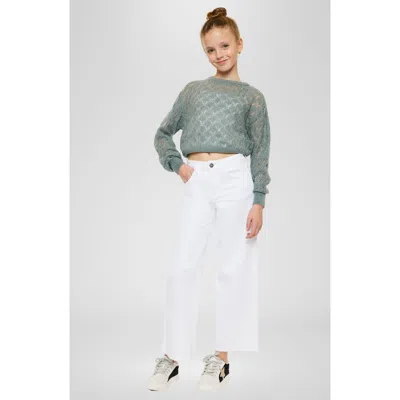 Kancan Kids'  Rue High Rise Cropped Wide Leg Jeans In Gray