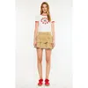 Kancan Rue High Rise Mini Denim Skirt In Neutral