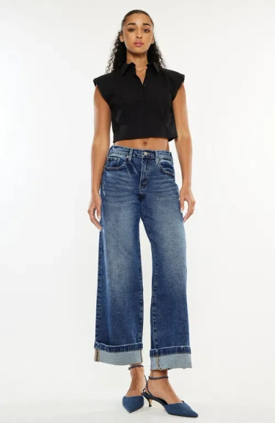 Kancan Sally High Rise Wide Leg Jeans In Blue