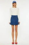 Kancan Sandy High Rise Pleated Mini Skort In Dark Indigo