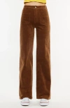 Kancan Saturn Ultra High Rise Wide Leg Corduroy Pants In Brown