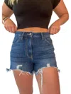 Kancan Savy Classic Denim Shorts In Dark Wash In Blue