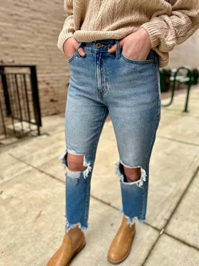 Kancan Selena High Rise Mom Jeans In Blue