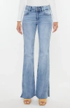 Kancan Mid Rise Double Waist Band Flare Jeans In Medium Wash In Medium Wash