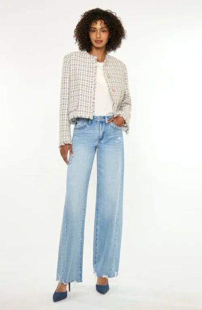Kancan Selma Mid Rise Wide Jeans In Blue