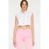 Kancan Shay Cropped 90s Denim Vest In White