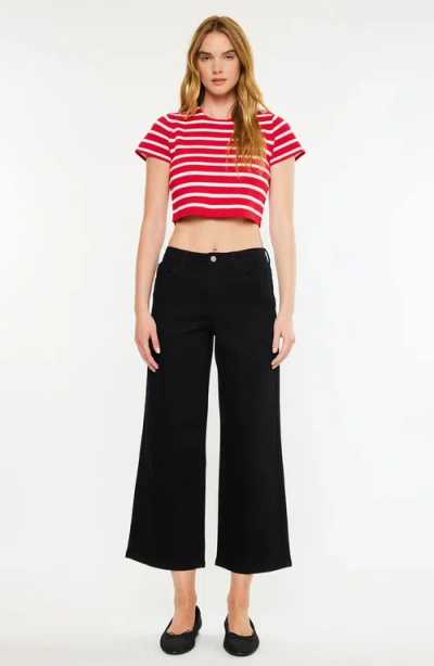 Kancan Shea High Rise Cropped Wide Leg Jeans In Multi