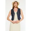 Kancan Shelley Stripe Tailored Vest In Blue