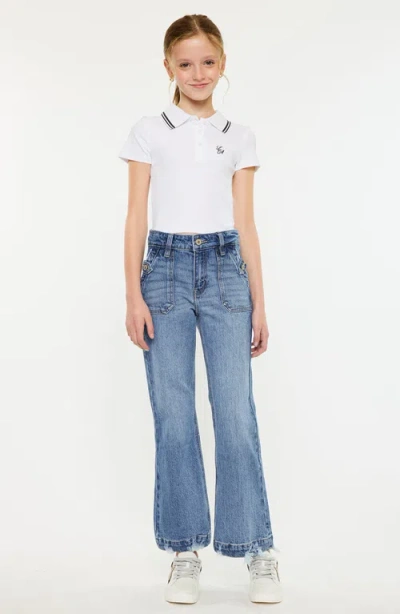 Kancan Kids'  Sherri High Rise Wide Leg Flare Jeans In Blue