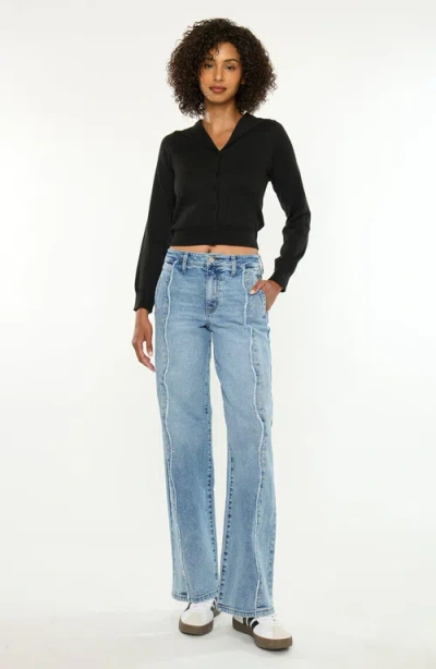 Kancan Skyline High Rise Wide Jeans In Multi