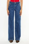 Kancan Sol High Rise Wide Leg Trousers In Blue